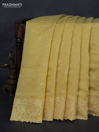 Yellow Mul Chanderi Saree - Embroidery