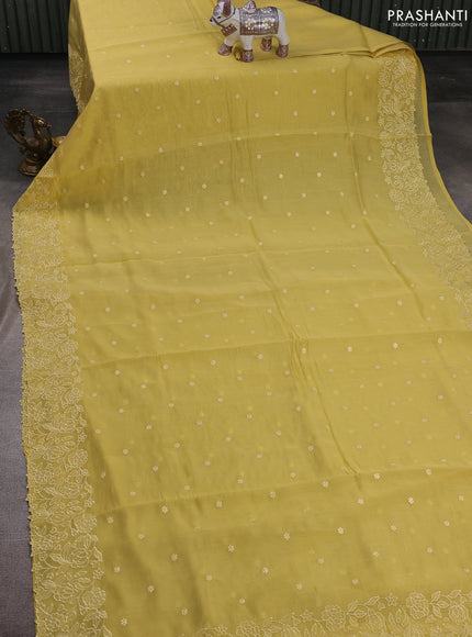 Yellow Mul Chanderi Saree - Embroidery