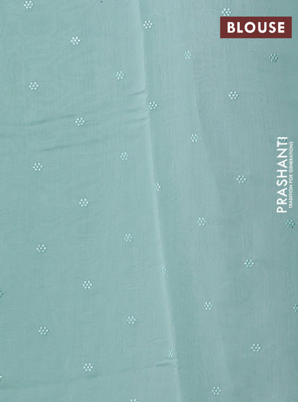 Teal Blue Mul Chanderi Saree - Embroidery