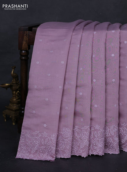 Lavender Mul Chanderi Saree - Embroidery