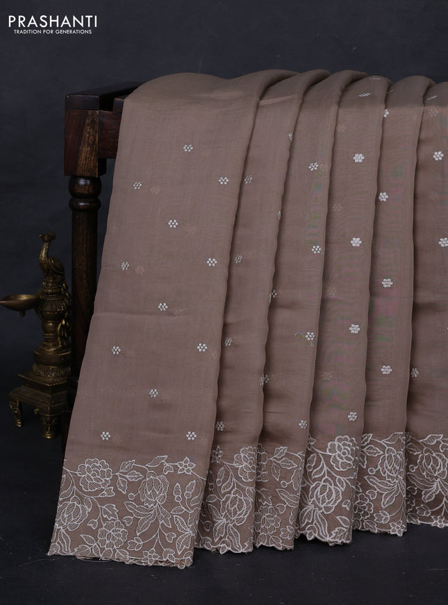 Beige Mul Chanderi Saree - Embroidery