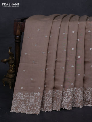 Beige Mul Chanderi Saree - Embroidery