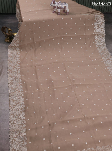 Beige Mul Chanderi Saree - Embroidery