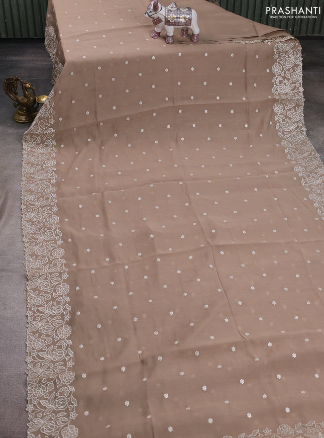 Beige Mul Chanderi Saree - Embroidery