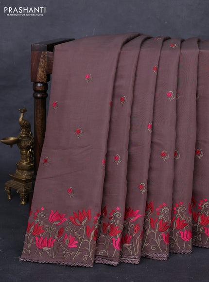 Brown Mul Chanderi Saree - Embroidery