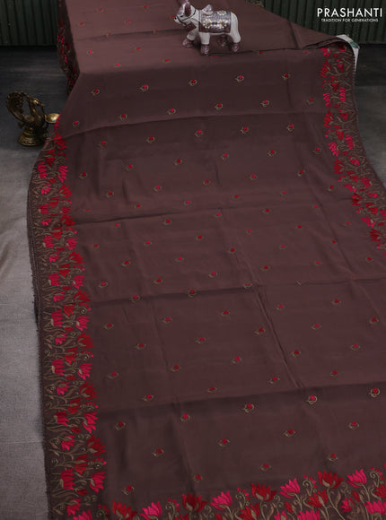 Brown Mul Chanderi Saree - Embroidery