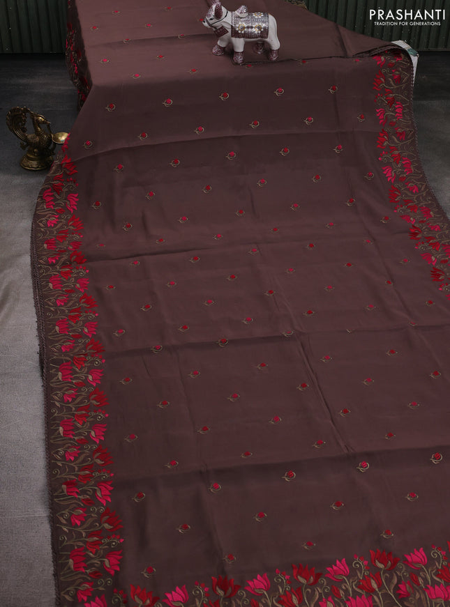 Brown Mul Chanderi Saree - Embroidery