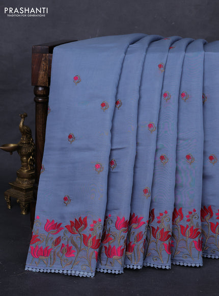 Grey Mul Chanderi Saree - Embroidery