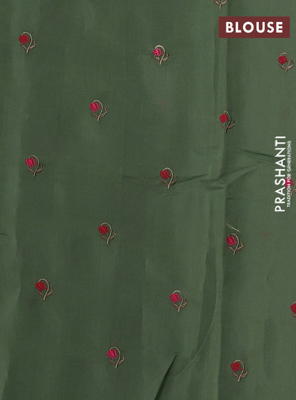 Sap Green Mul Chanderi Saree - Embroidery