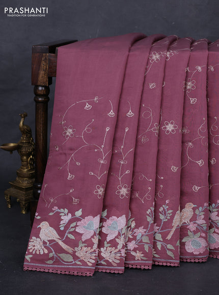 Peach    Mul Chanderi Saree - Embroidery