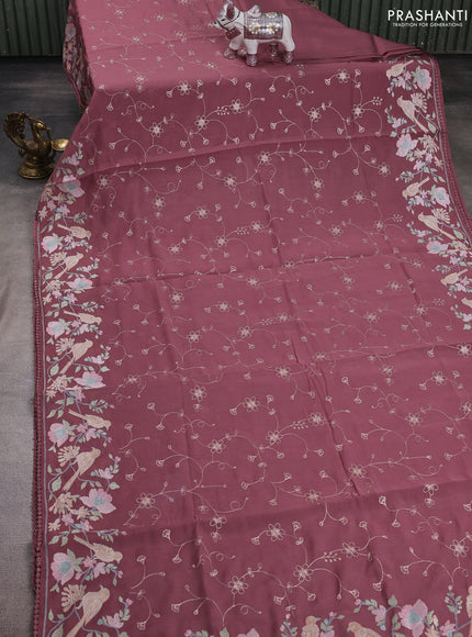 Peach    Mul Chanderi Saree - Embroidery