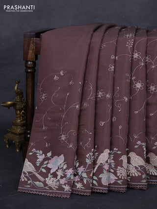 Brown Mul Chanderi Saree - Embroidery