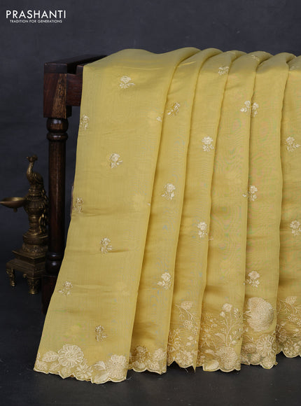 Yellow Mul Chanderi Saree - Embroidery