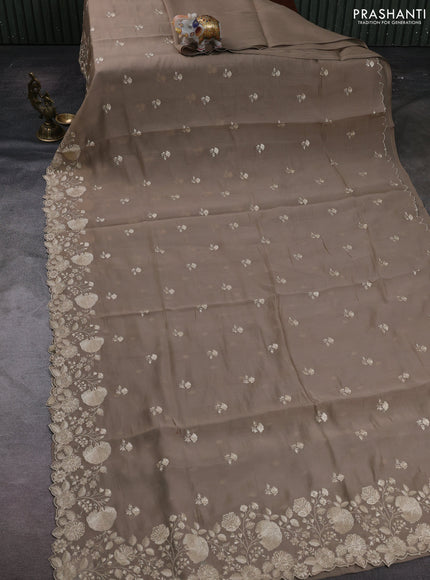 Beige Mul Chanderi Saree - Embroidery
