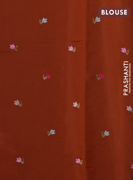 Rust  Mul Chanderi Saree - Embroidery