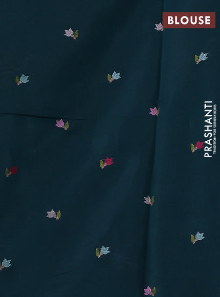 Pecock Green Mul Chanderi Saree - Embroidery
