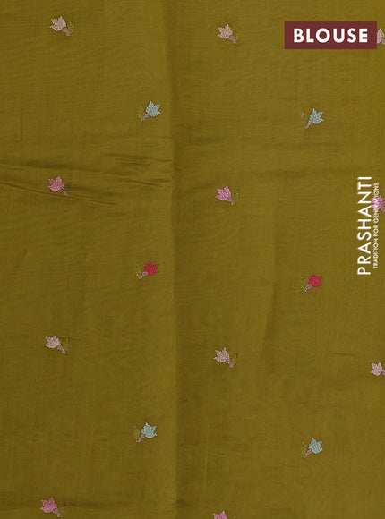 Green Mul Chanderi Saree - Embroidery