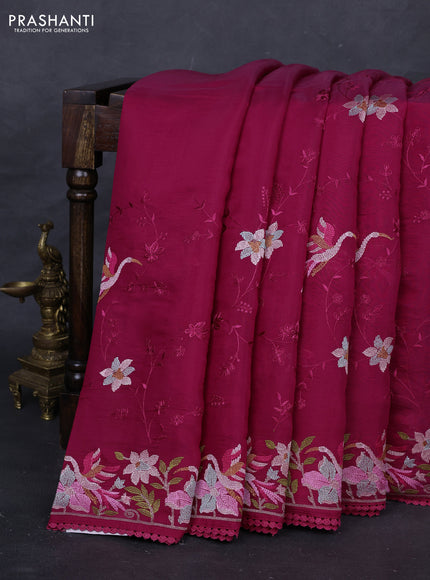 Pink Mul Chanderi Saree - Embroidery