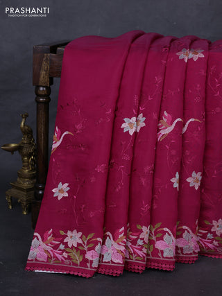 Pink Mul Chanderi Saree - Embroidery