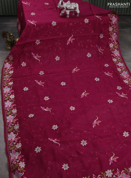Pink Mul Chanderi Saree - Embroidery