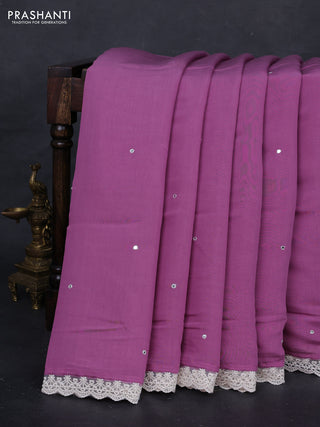 Mauve Pink Mul Chanderi Saree - Embroidery