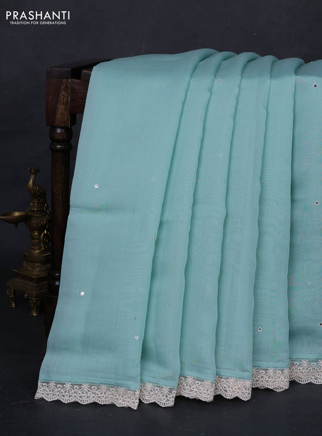 Pastel Blue Mul Chanderi Saree - Embroidery