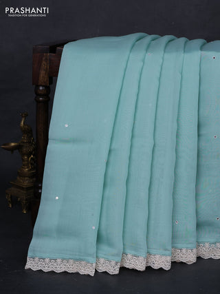 Pastel Blue Mul Chanderi Saree - Embroidery