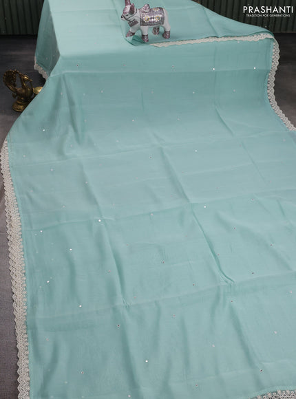 Pastel Blue Mul Chanderi Saree - Embroidery