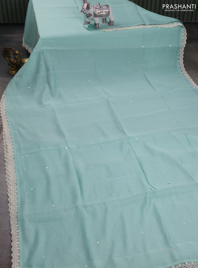 Pastel Blue Mul Chanderi Saree - Embroidery