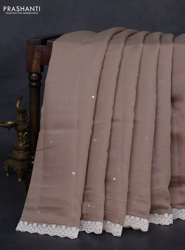 Beige Mul Chanderi Saree - Embroidery
