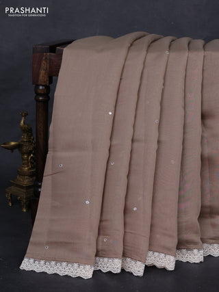 Beige Mul Chanderi Saree - Embroidery