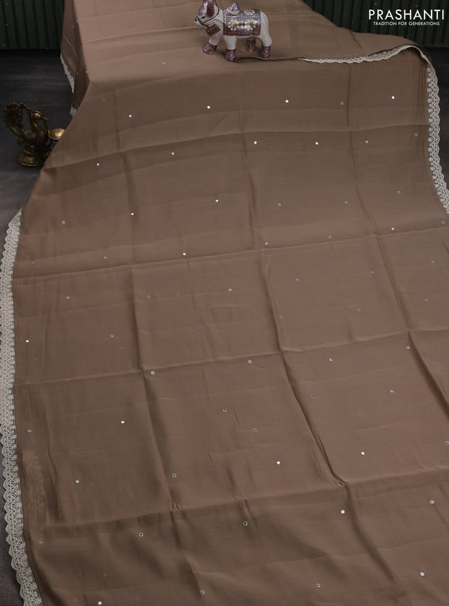Beige Mul Chanderi Saree - Embroidery