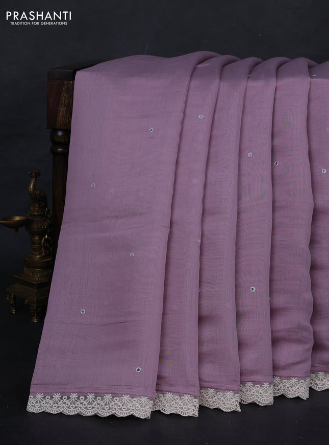Pastel Pink Mul Chanderi Saree - Embroidery