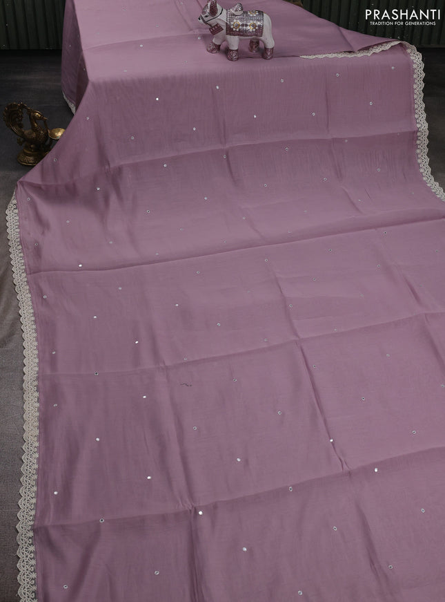 Pastel Pink Mul Chanderi Saree - Embroidery