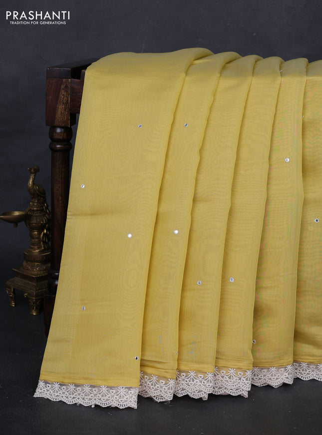 Yellow Mul Chanderi Saree - Embroidery