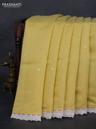 Yellow Mul Chanderi Saree - Embroidery