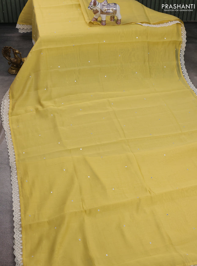 Yellow Mul Chanderi Saree - Embroidery