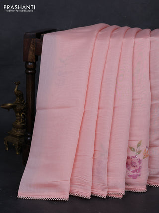 Peach Mul Chanderi Saree - Embroidery