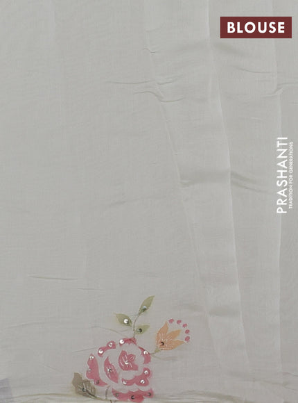 Cream Mul Chanderi Saree - Embroidery