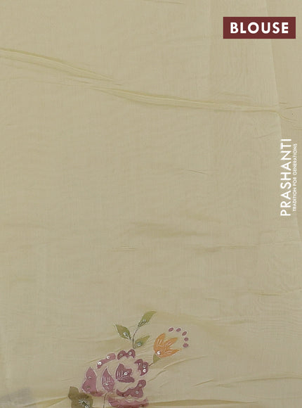 Pale Yellow Mul Chanderi Saree - Embroidery