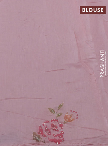 Pastel Pink Mul Chanderi Saree - Embroidery