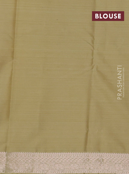 Bangalori silk saree elaichi green with allover ikat weaves and zari woven border