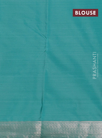Bangalori silk saree teal green with allover ikat weaves and zari woven border