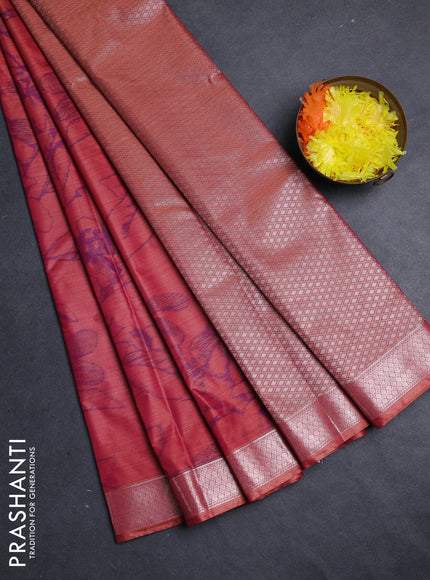 Bangalori silk saree dual shade of pink with allover ikat weaves and zari woven border