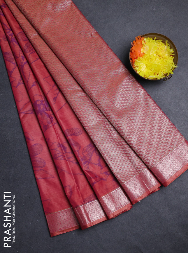 Bangalori silk saree dual shade of pink with allover ikat weaves and zari woven border