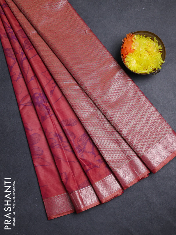 Bangalori silk saree dual shade of pink with allover ikat weaves and zari woven border