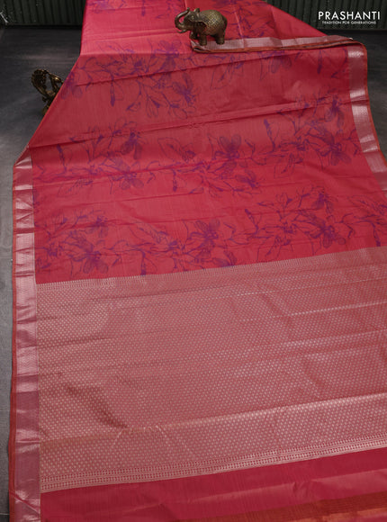 Bangalori silk saree dual shade of pink with allover ikat weaves and zari woven border