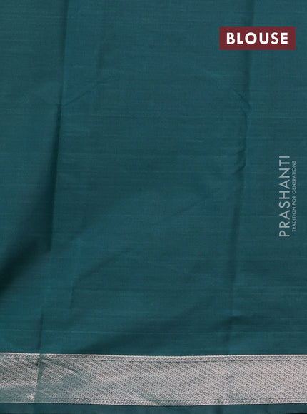 Bangalori silk saree green shade with allover ikat weaves and zari woven border