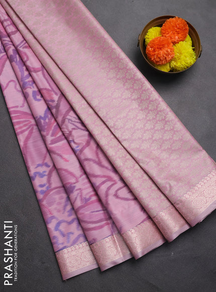 Bangalori silk saree pink with allover ikat weaves and zari woven border