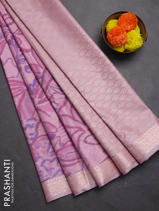 Bangalori silk saree pink with allover ikat weaves and zari woven border